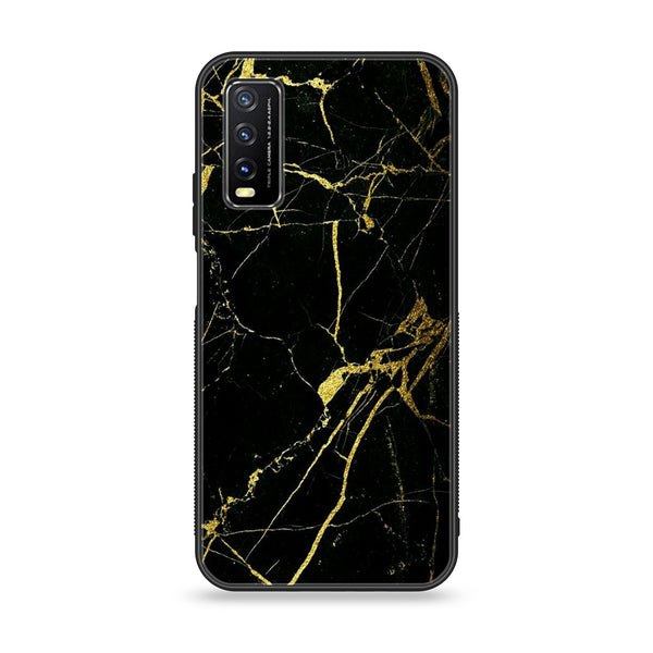 Y20/Y11S/Y12S/Y20A/Y20S/Y12A - Black Marble Design 3 Premium Printed Glass soft Bumper shock Proof Case CS-33505