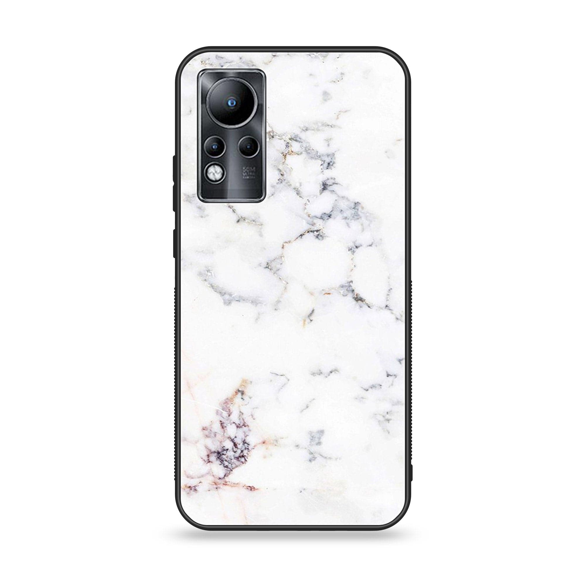 Infinix Note 11 - White Marble Series - Premium Printed Glass soft Bumper shock Proof Case
