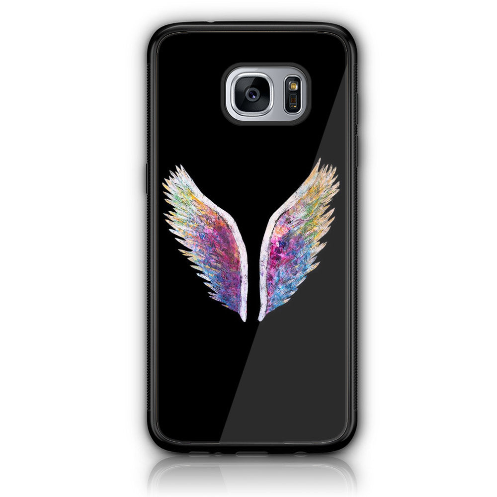 Samsung Galaxy S7 Edge - Angel Wings Series - Premium Printed Glass soft Bumper shock Proof Case