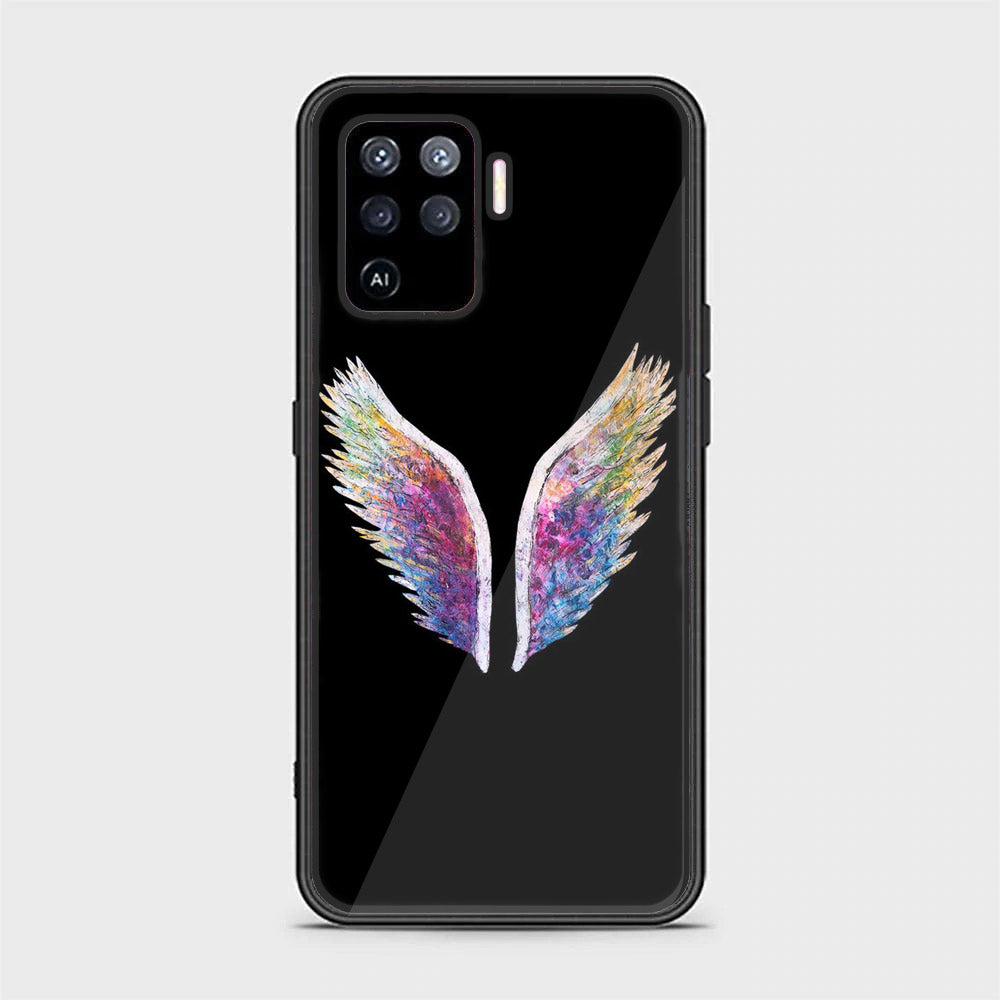Oppo A94 - Angel Wings Series - Premium Printed Glass soft Bumper shock Proof Case