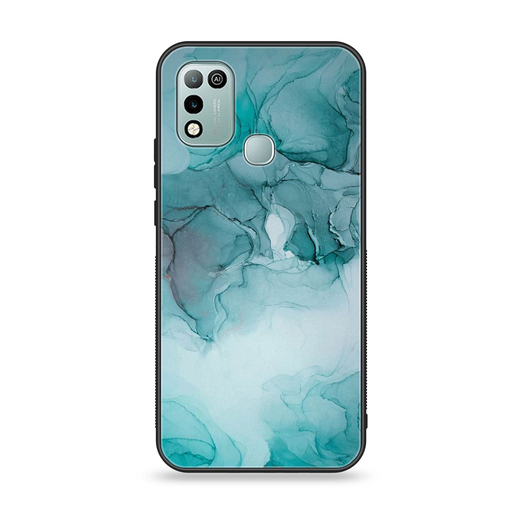 Infinix Hot 11 Play - Blue Marble Series - Premium Printed Glass soft Bumper shock Proof Case