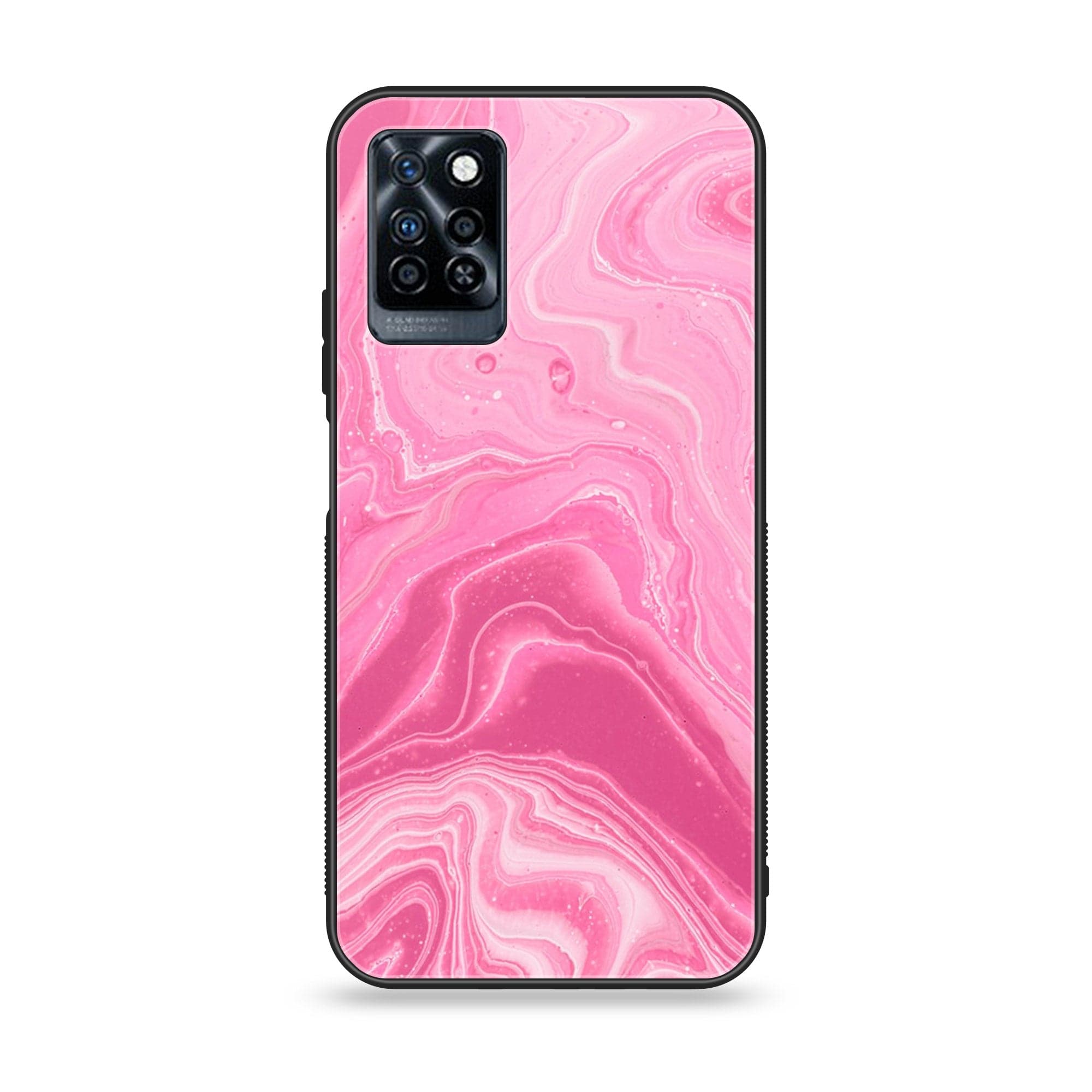 Infinix Note 10 Pro Pink Marble Series Premium Printed Glass soft Bumper shock Proof Case
