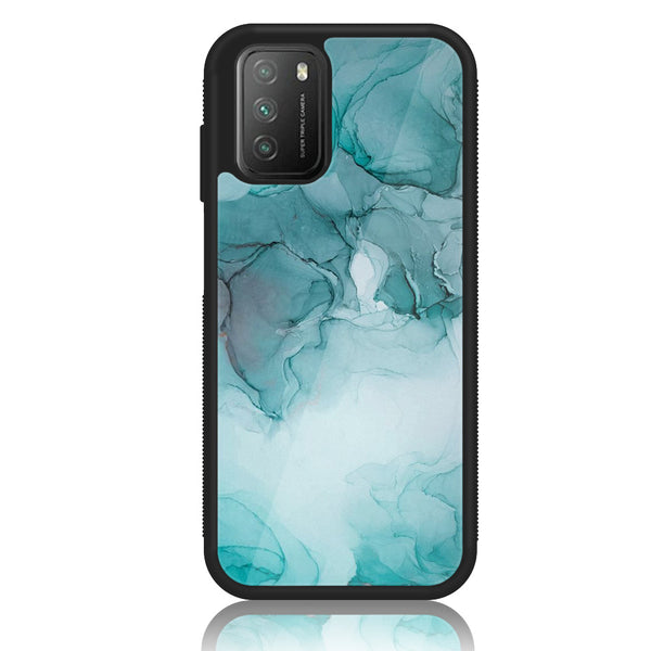 Xiaomi Poco M3 - Blue Marble Design 3 - Premium Printed Glass soft Bumper shock Proof Case CS-20894