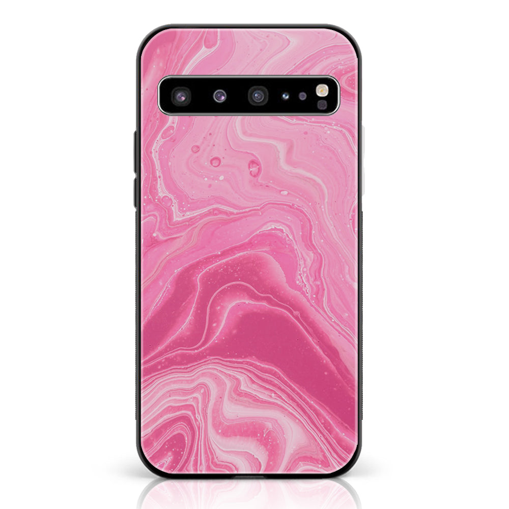 Samsung Galaxy S10 5G - Pink Marble Series - Premium Printed Glass soft Bumper shock Proof Case