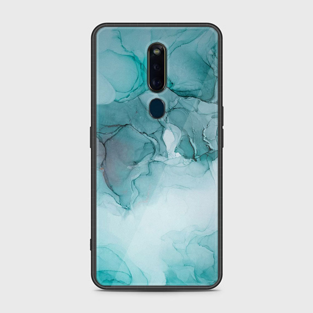 Oppo F11 Pro Blue Marble Series Premium Printed Glass soft Bumper shock Proof Case