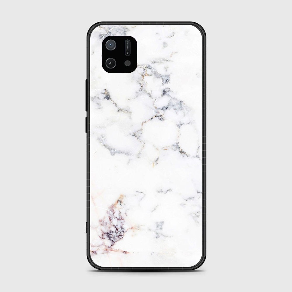 OPPO A16k White Marble Series  Premium Printed Glass soft Bumper shock Proof Case