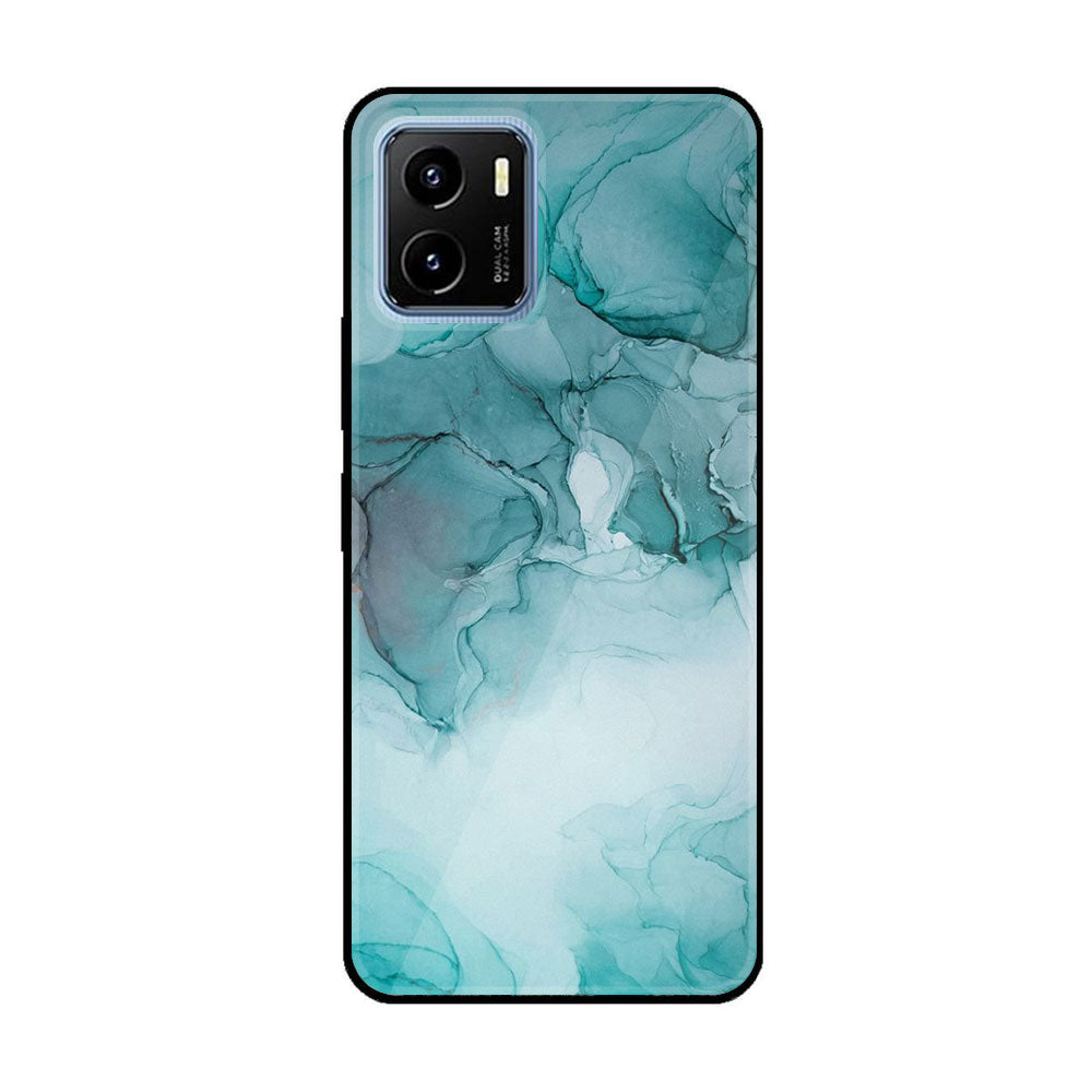 Vivo Y15a  Blue Marble Series Premium Printed Glass soft Bumper shock Proof Case