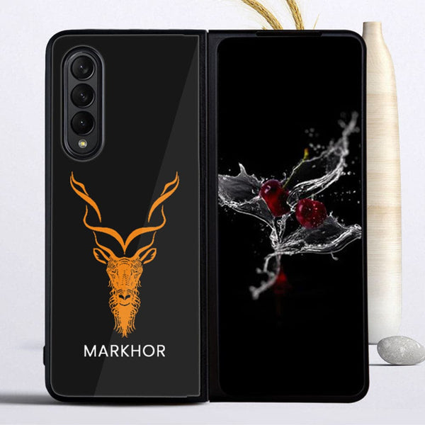 Galaxy Z Fold 3-Markhor Series Design 3 - Premium Printed Glass soft Bumper shock Proof Case  CS-18885