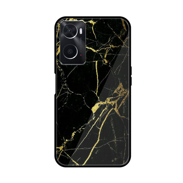 OPPO A76/A36/A96  Black Marble Design 3 Premium Printed Glass soft Bumper shock Proof Case CS-18199