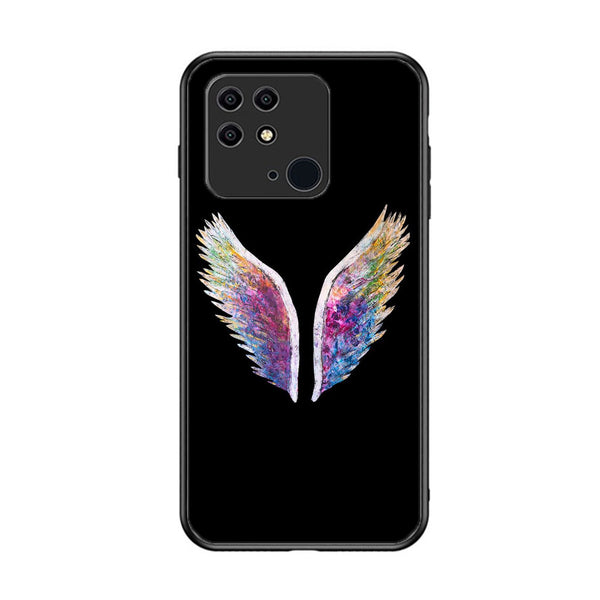 Xiaomi Redmi 10C -Angel Wings Design 3 - Premium Printed Glass soft Bumper shock Proof Case CS-14690