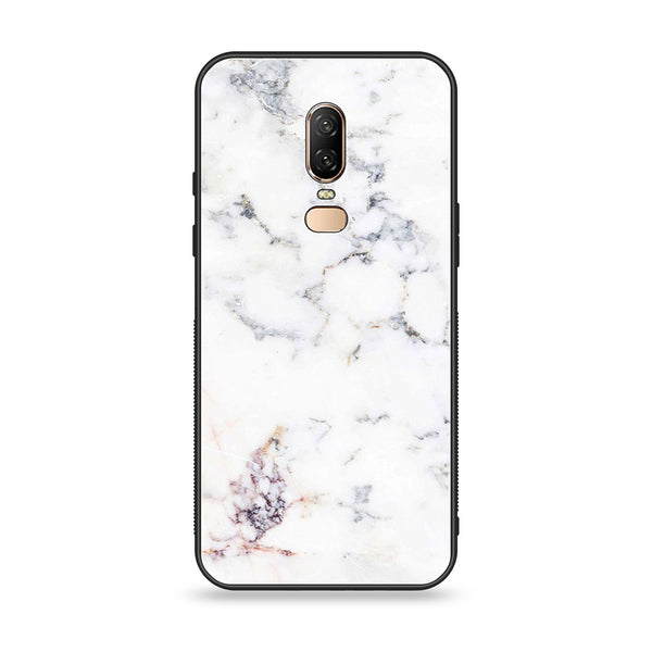 OnePlus 6 - White Marble Design 3 - Premium Printed Glass soft Bumper shock Proof Case CS-20838