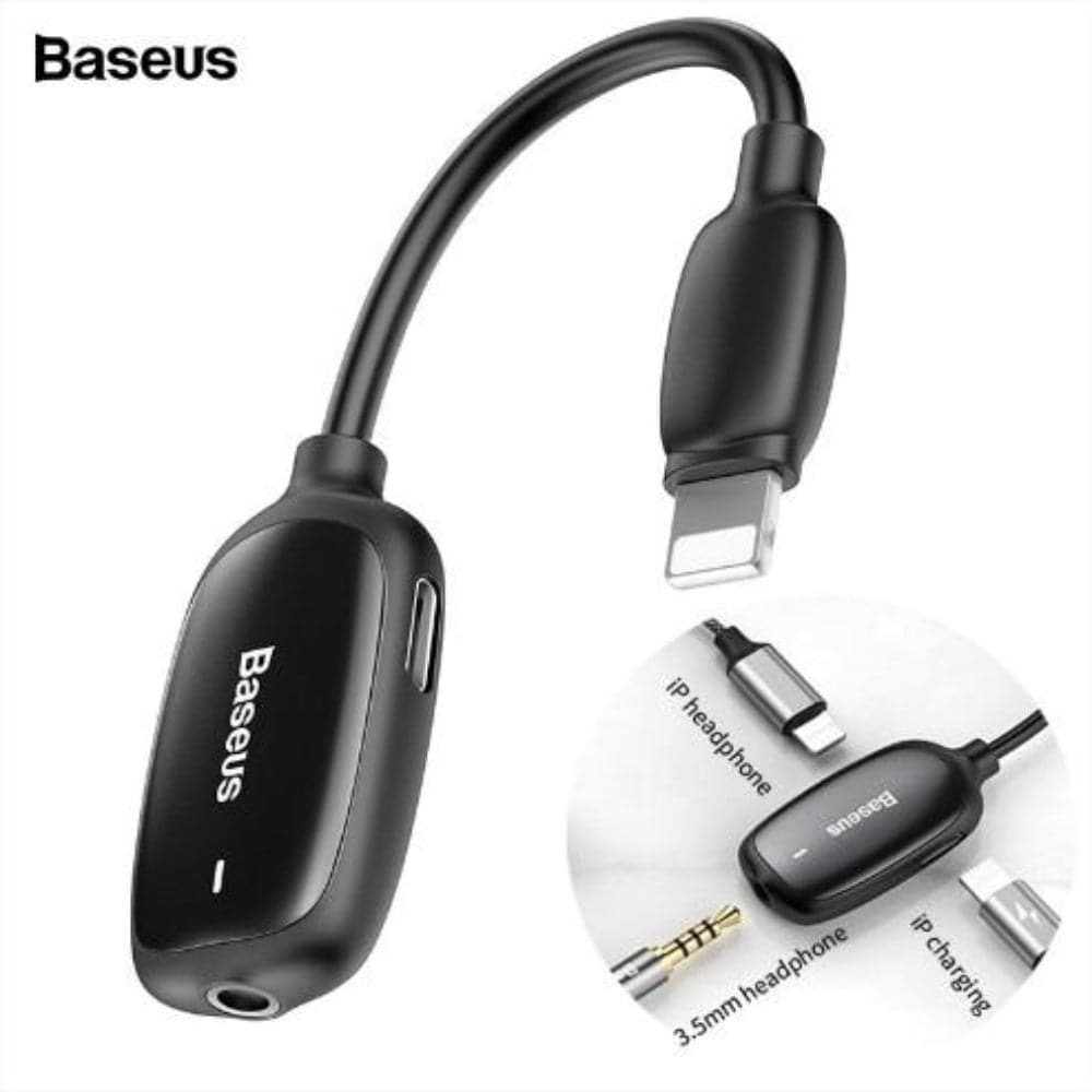 Baseus L51 Audio Adapter Lightning male to Female Lightning Charging+Female lightning Music+ 3.5mm Splitter