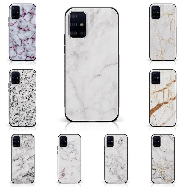 Samsung Galaxy M40s - White Marble Series - Premium Printed Glass soft Bumper shock Proof Case