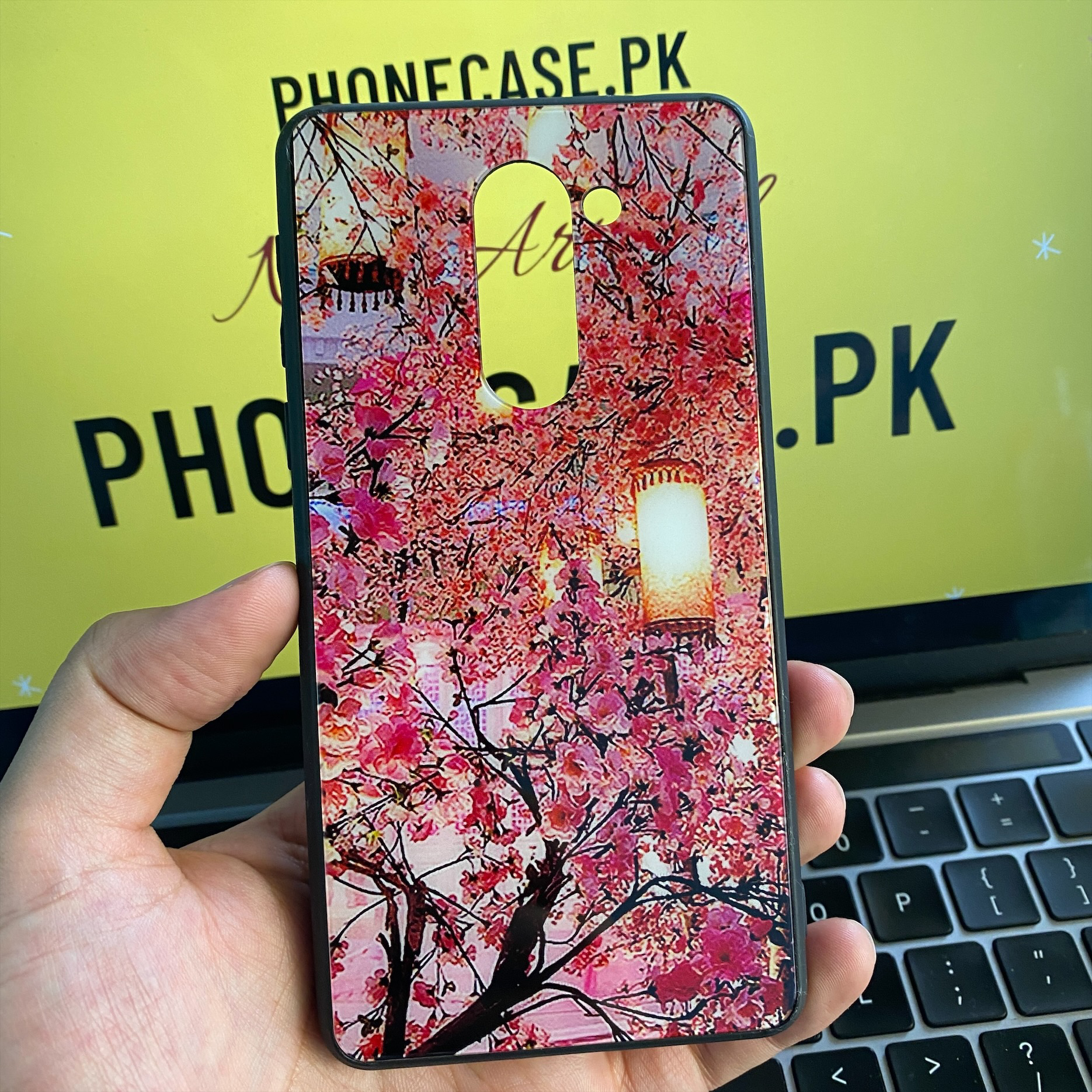 HUAWEI HONOR 6X Pink blossoms Lanterns Glass Case CS-374