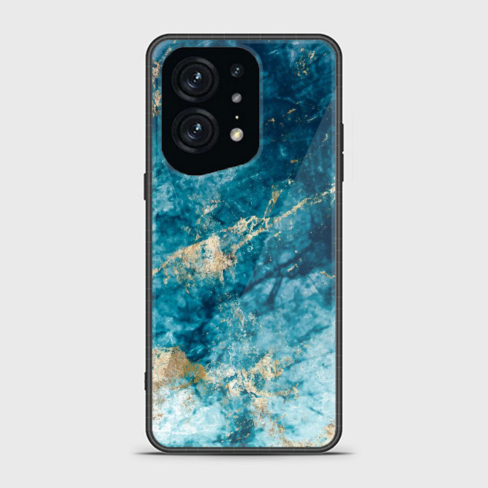 Oppo Find X5 Pro Blue Marble Series Premium Printed Glass soft Bumper shock Proof Case