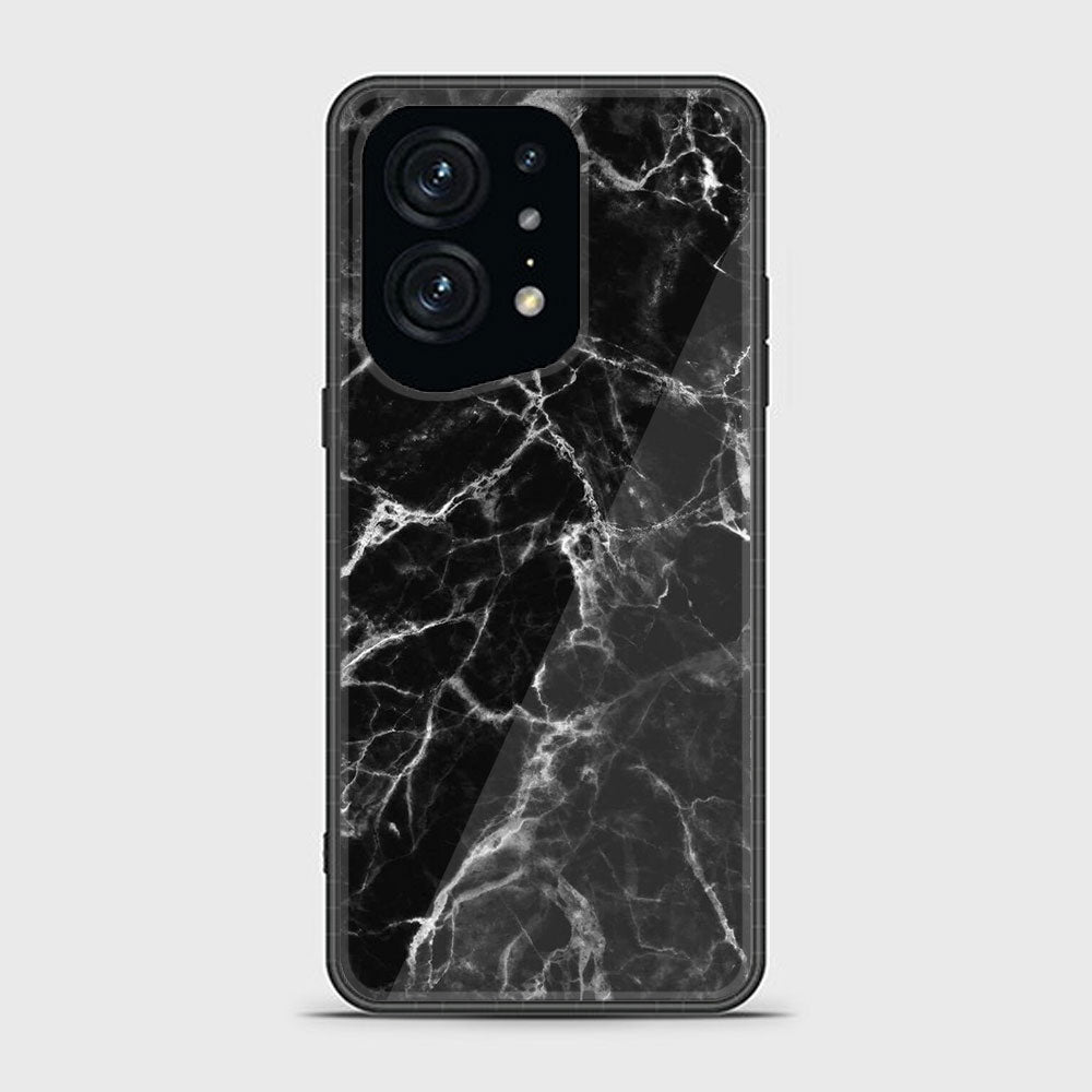 Oppo Find X5 Pro Black Marble Series Premium Printed Glass soft Bumper shock Proof Case