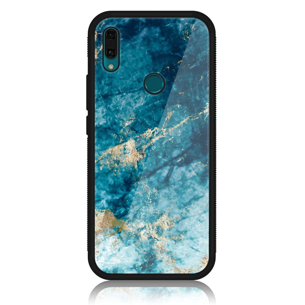 Huawei Y9 (2019) - Blue Marble Series - Premium Printed Glass soft Bumper shock Proof Case