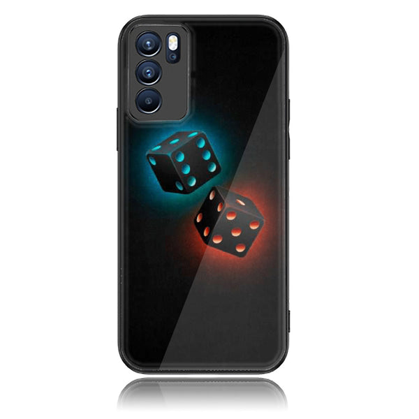 Oppo Reno 6 Black Art Series Design 4  Premium Printed Glass soft Bumper shock Proof Case  CS-20292