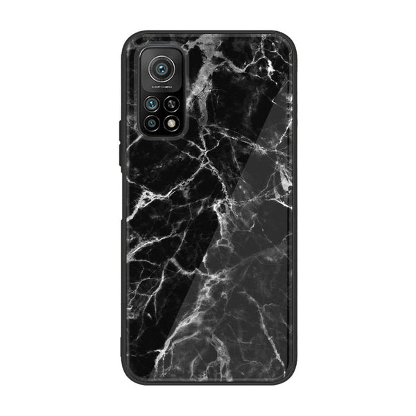 Xiaomi Mi 10T/10T Pro  Black Marble Design 4 Premium Printed Glass soft Bumper shock Proof Case CS-11155