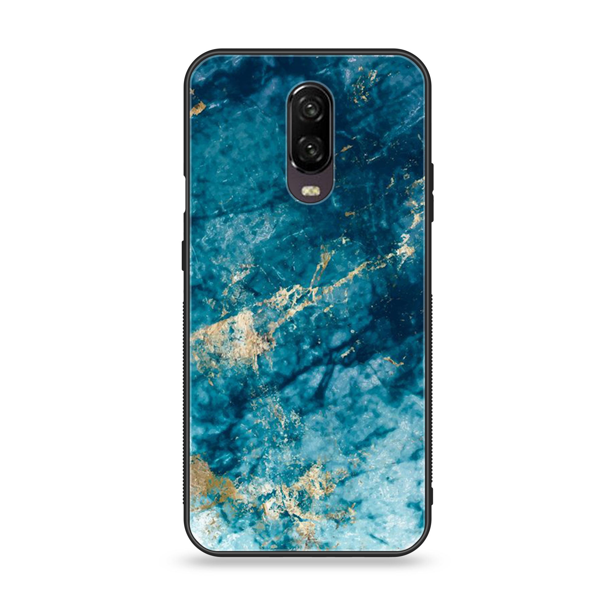 OnePlus 6T - Blue Marble Series - Premium Printed Glass soft Bumper shock Proof Case