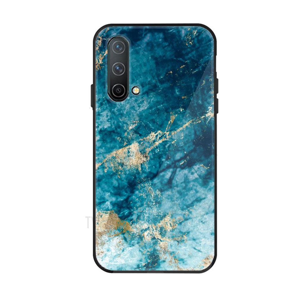 OnePlus Nord CE 5G - Blue Marble Series - Premium Printed Glass soft Bumper shock Proof Case