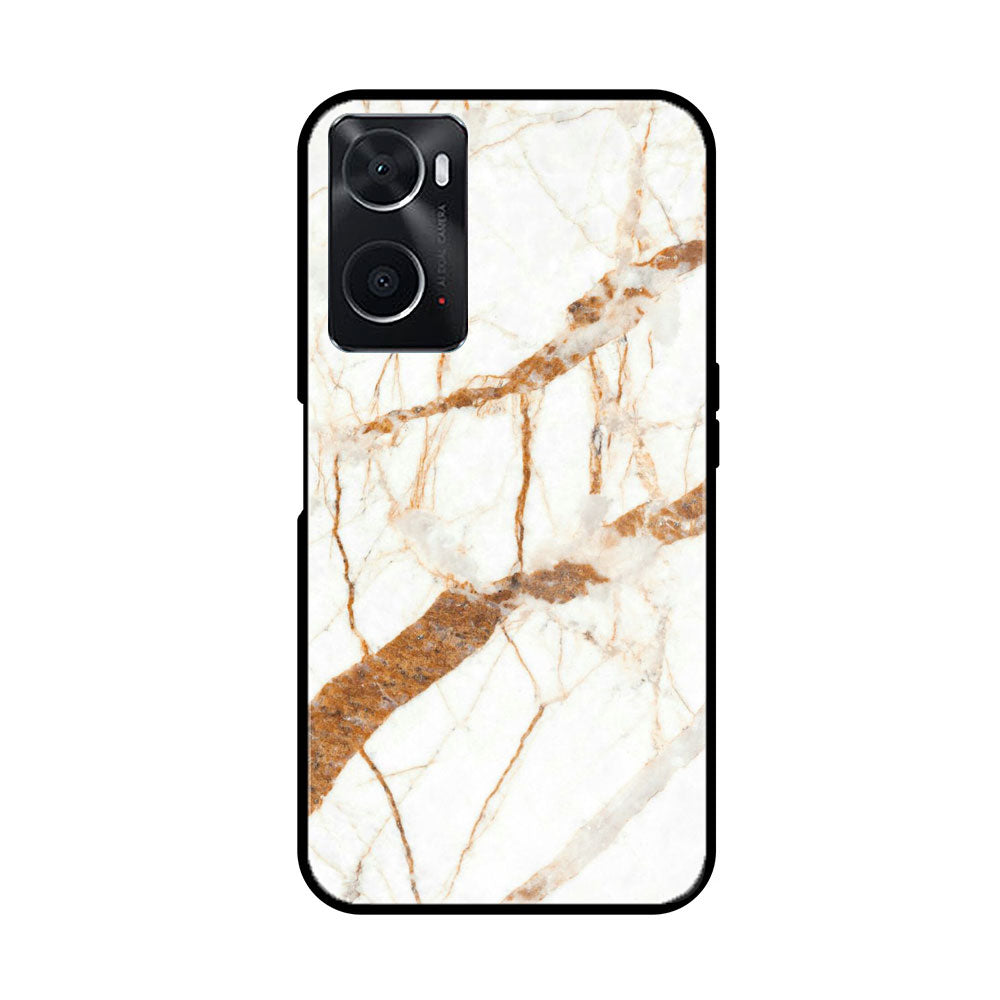 Oppo A36 White Marble Series  Premium Printed Glass soft Bumper shock Proof Case