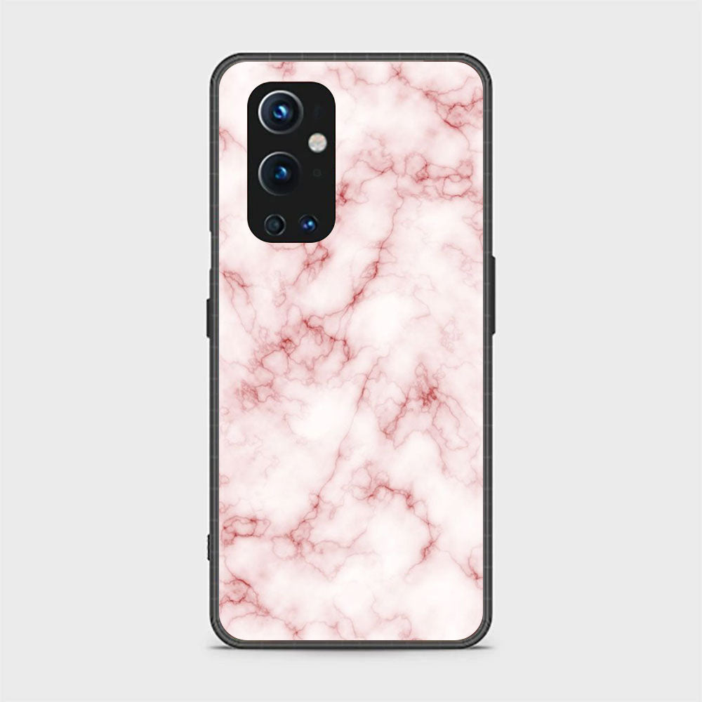 OnePlus 9 Pro- Pink  Marble Series - Premium Printed Glass soft Bumper shock Proof Case