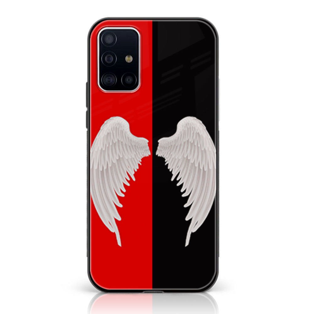 Samsung Galaxy A51 Angel Wings 2.0  Series Premium Printed Glass soft Bumper shock Proof Case