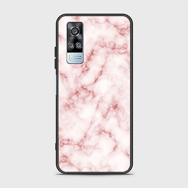 Vivo Y53s 4G Pink Marble Design 4 Premium Printed Glass soft Bumper shock Proof Case CS-14669