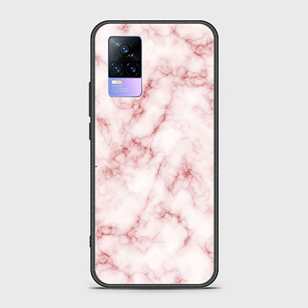 Vivo V21e - pink Marble Series Design 4 - Premium Printed Glass soft Bumper shock Proof Case  CS-19479