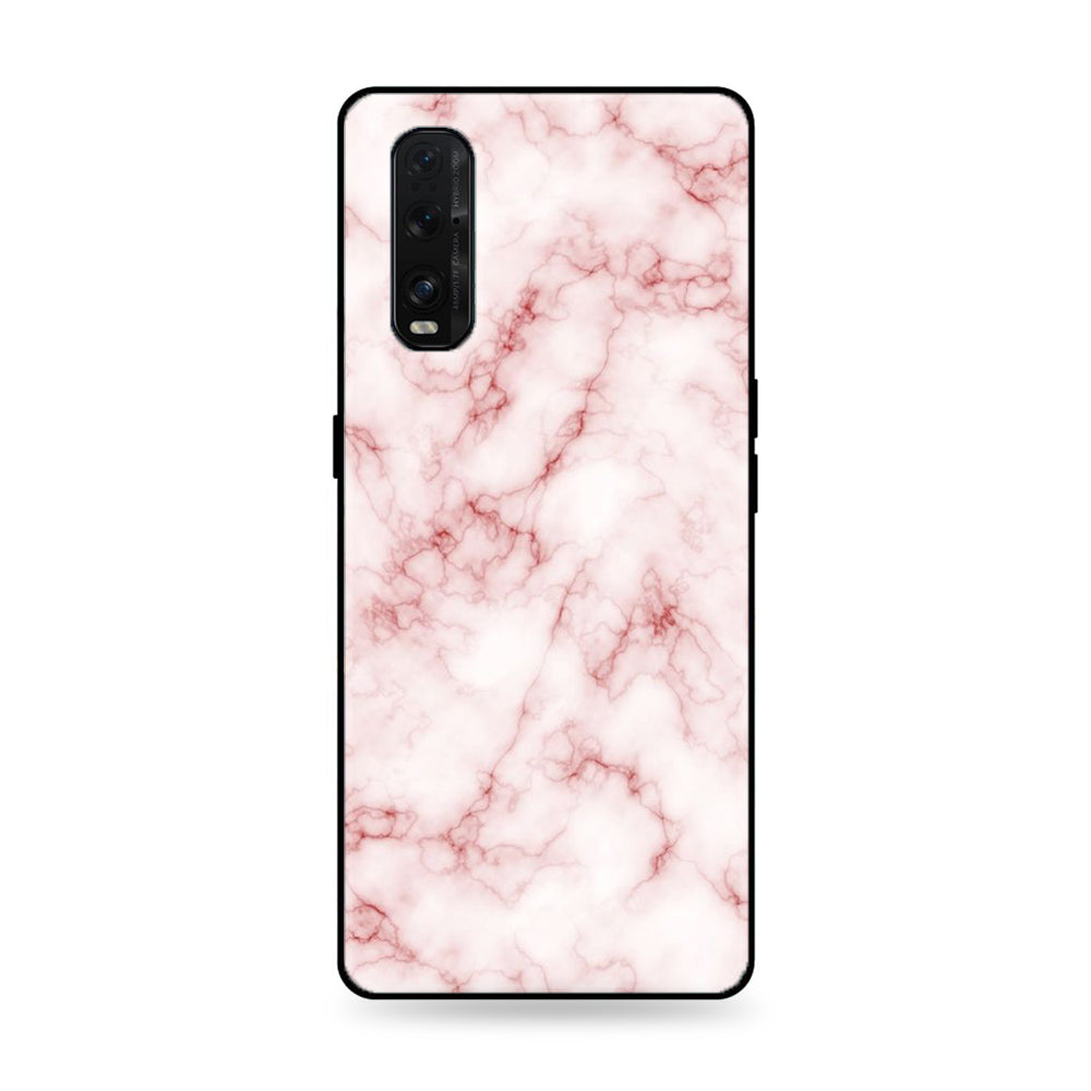 Oppo Find X2 -Pink Marble Series - Premium Printed Glass soft Bumper shock Proof Case