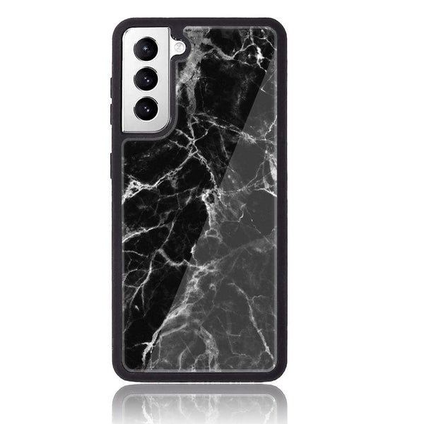 Galaxy S21 Plus - Black Marble Series  Design 4 - Premium Printed Glass soft Bumper shock Proof Case  CS-19337