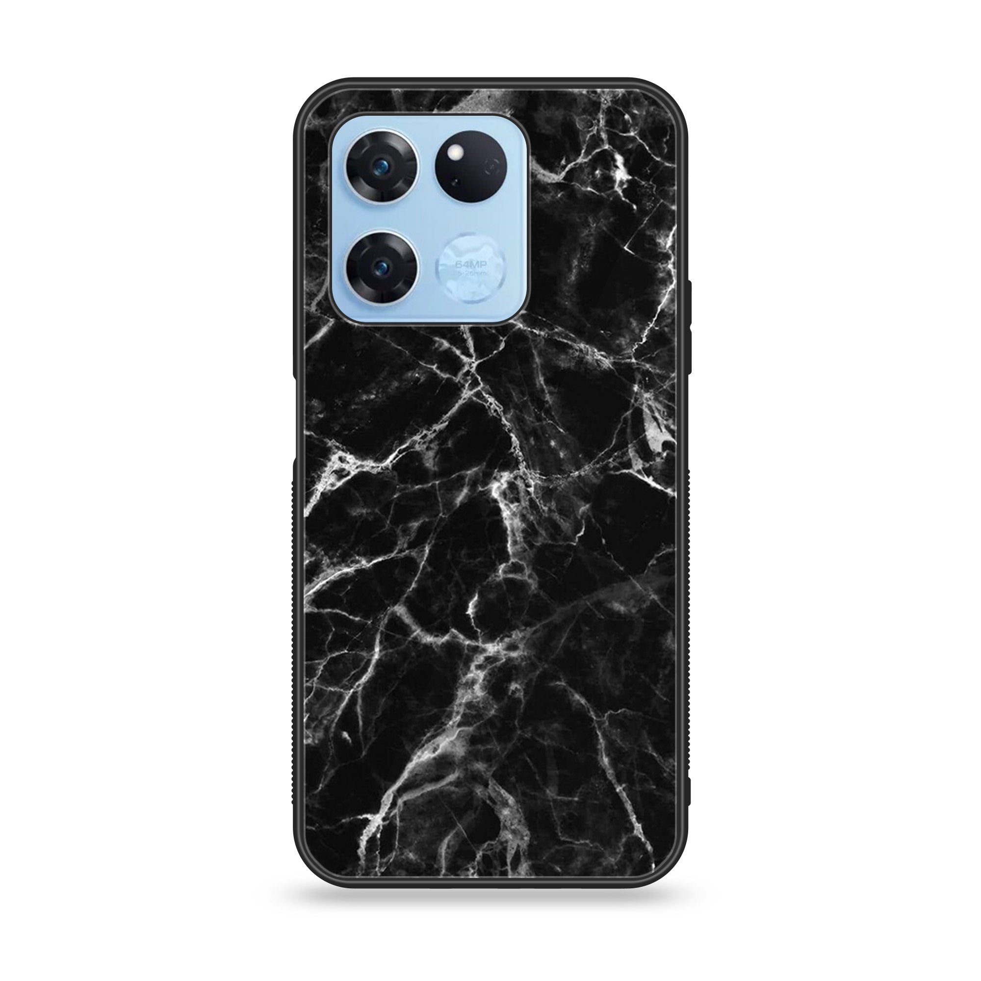 OnePlus Ace Racing - Black Marble Series - Premium Printed Glass soft Bumper shock Proof Case