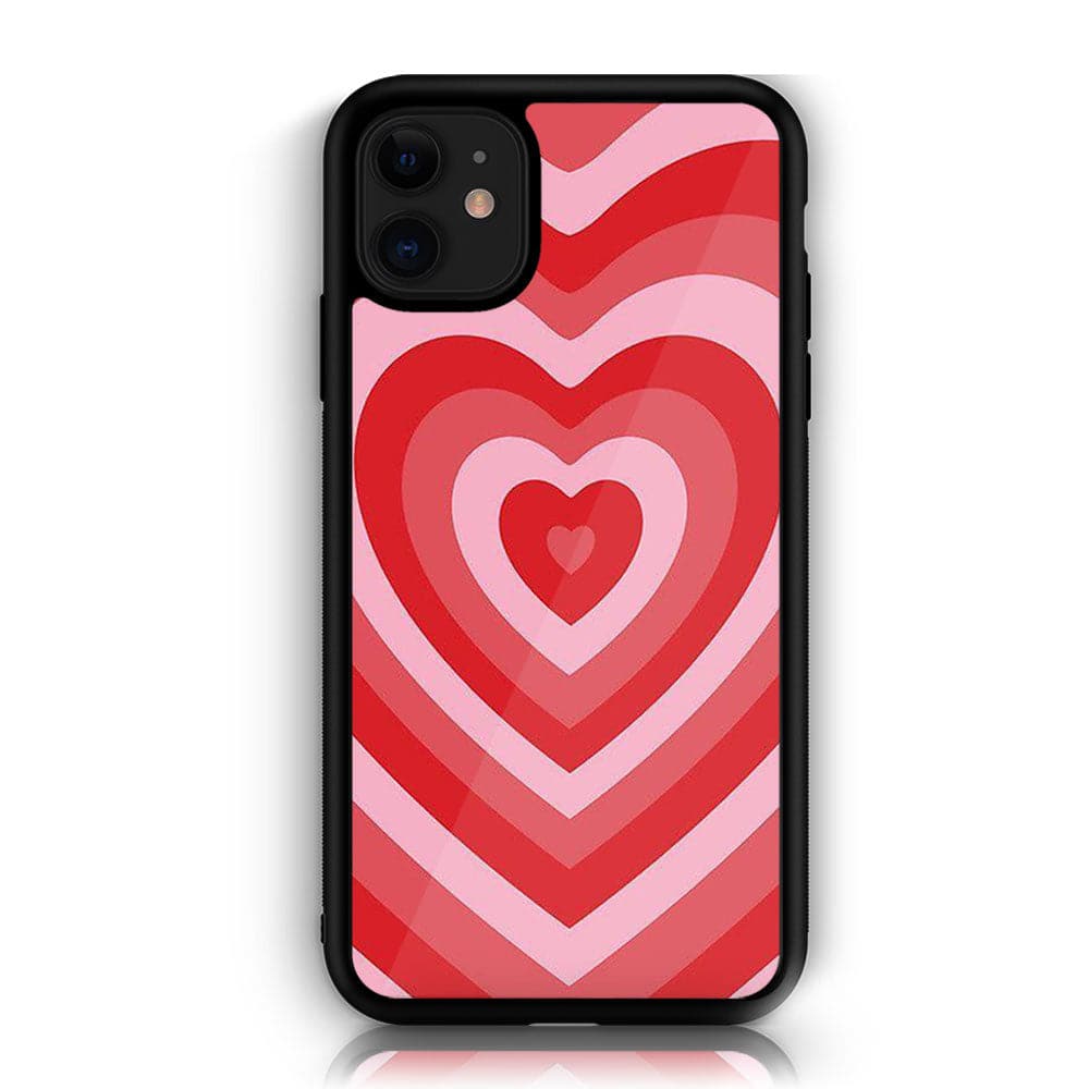 iPhone 11 Heart Series  Premium Printed Glass soft Bumper shock Proof Case