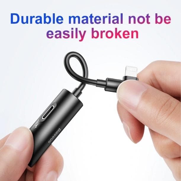 Baseus 2 in 1 Dual iPhone Male to 3.5mm Music+iPhone Female Fast Charging Adapter - Phonecase.PK