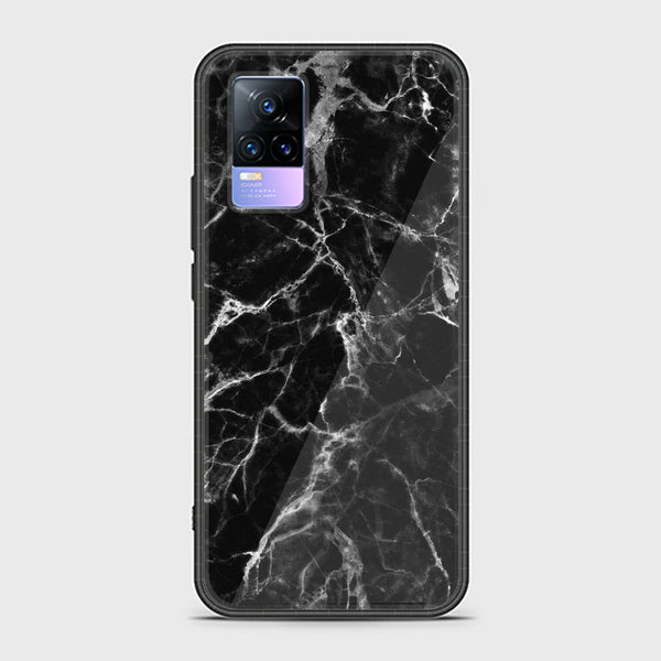 Vivo V21e - Black Marble Design 4 - Premium Printed Glass soft Bumper shock Proof Case CS-8335