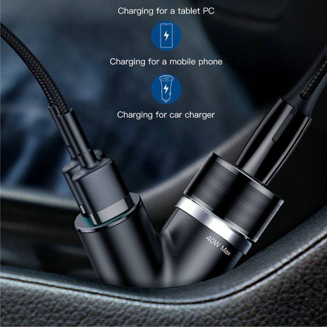 Baseus 40W Y Shape Fast Car Charger 3 in 1 - Phonecase.PK