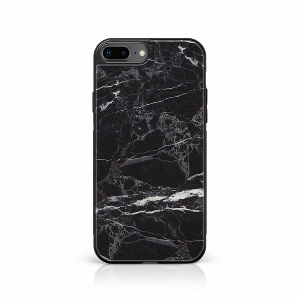 iPhone 8 Plus - Black Marble V 2.0 Design 4 - Premium Printed Glass soft Bumper shock Proof Case CS-21007