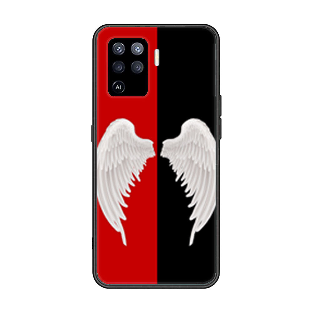Oppo A94  -Angel Wings 2.0 Series - Premium Printed Glass soft Bumper shock Proof Case