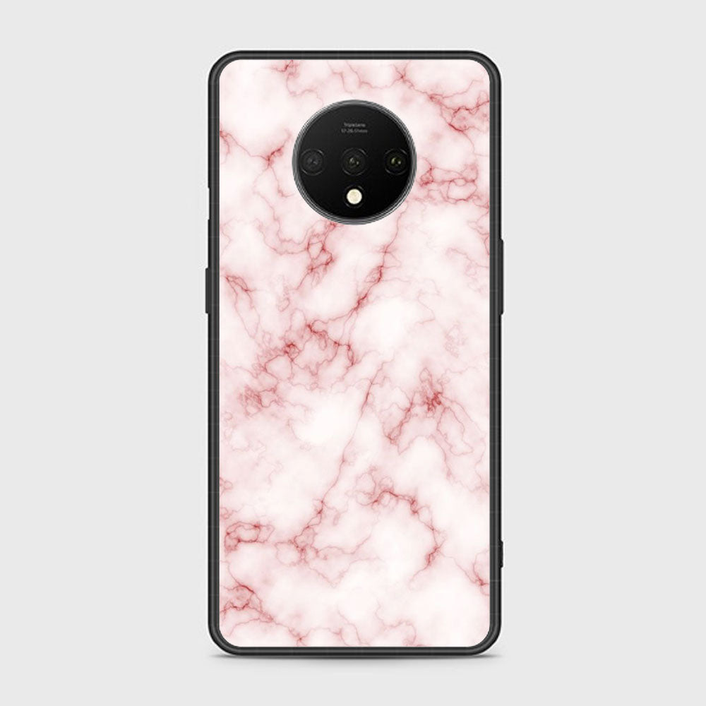 OnePlus 7T- Pink  Marble Series - Premium Printed Glass soft Bumper shock Proof Case