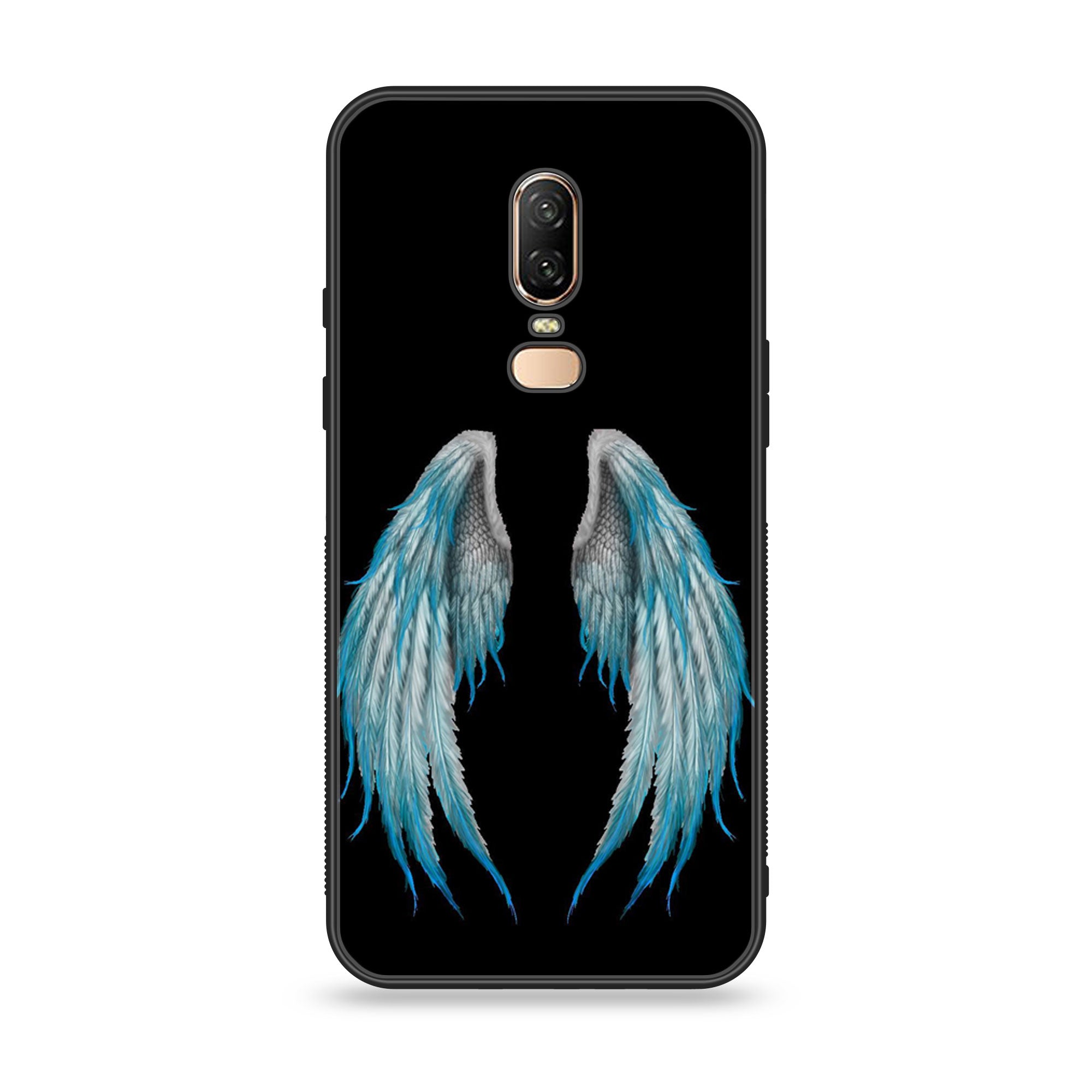 OnePlus 6 - Angel Wings Series - Premium Printed Glass soft Bumper shock Proof Case