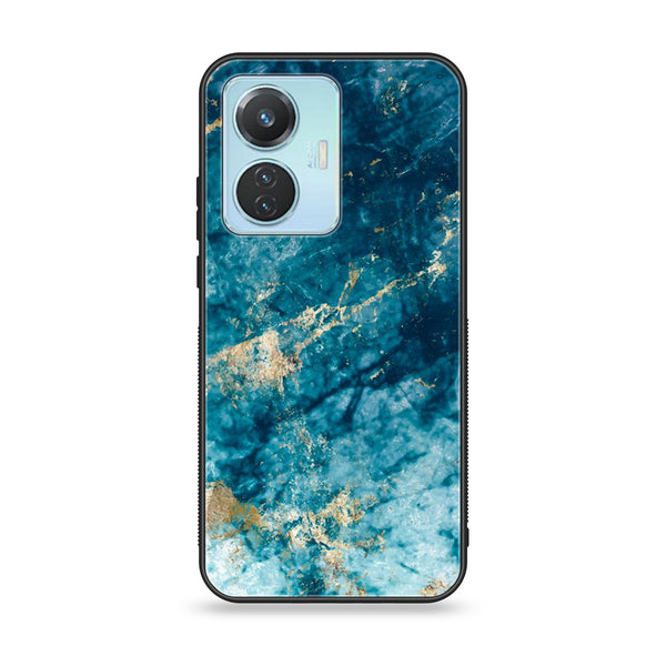 Vivo Y55 4G Blue Marble Design 4 Premium Printed Glass soft Bumper shock Proof Case CS-20194