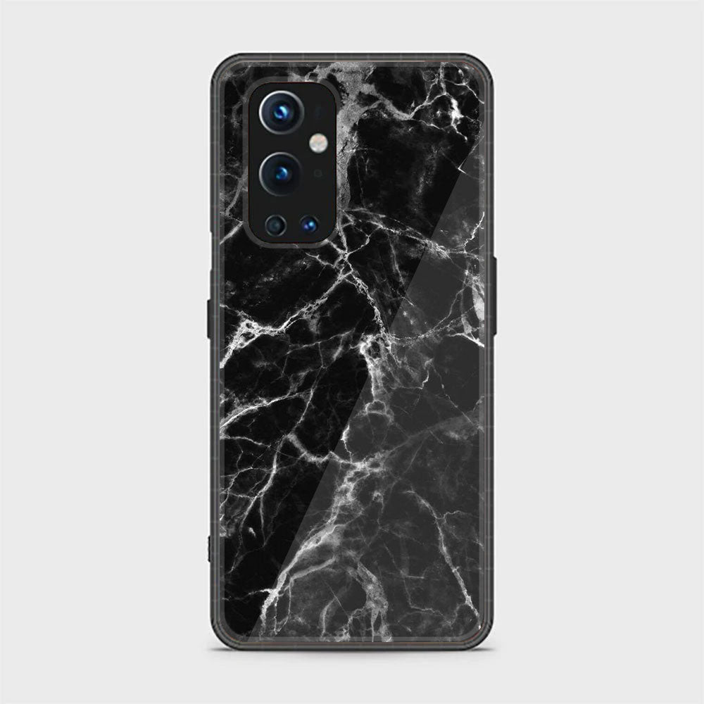 OnePlus 9 Pro- Black Marble Series - Premium Printed Glass soft Bumper shock Proof Case