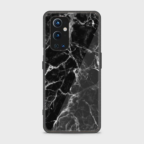 OnePlus 9 Pro- Black Marble Design 4- Premium Printed Glass soft Bumper shock Proof Case CS-11397