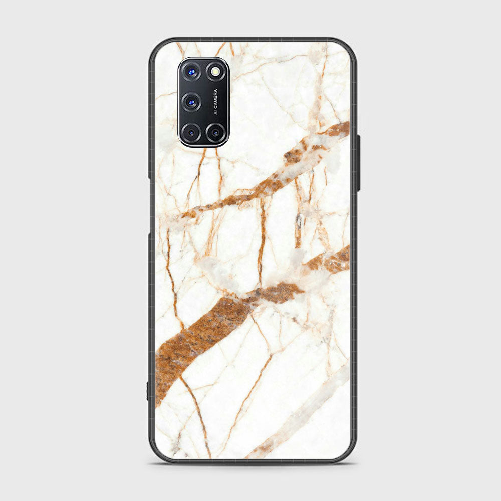 Oppo A52 - White Marble Series - Premium Printed Glass soft Bumper shock Proof Case