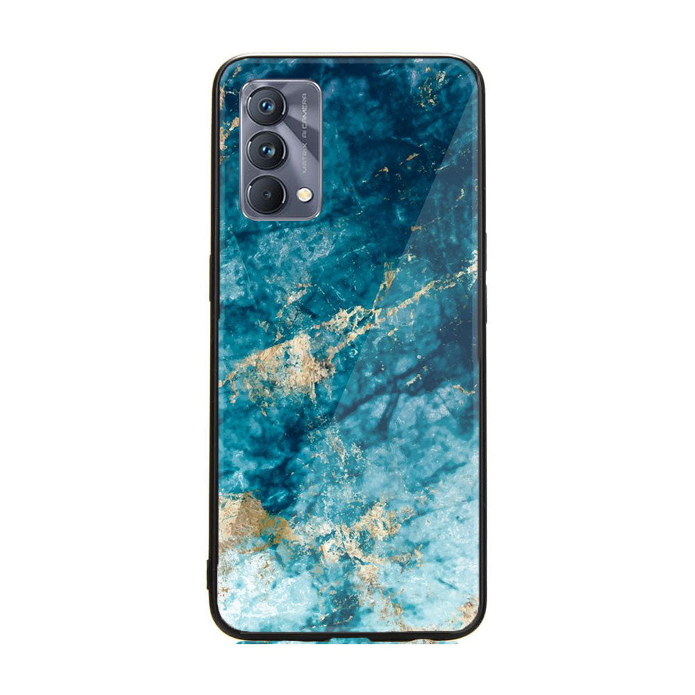 Realme GT Master Edition Blue Marble Series  Premium Printed Glass soft Bumper shock Proof Case