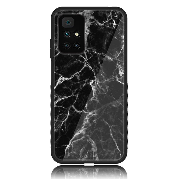 Redmi 10 - Black Marble Design 4 - Premium Printed Glass soft Bumper shock Proof Case  CS-34591