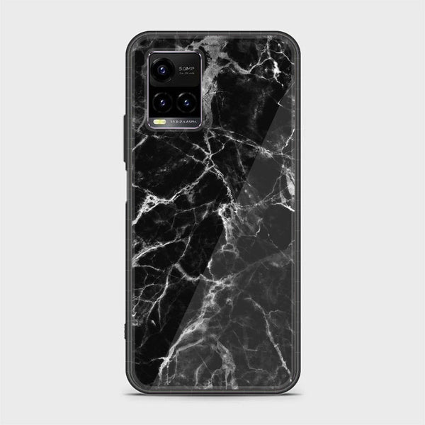 Vivo Y21 4G/ Y33s/ Y21s/ Y21A/ Y21T/Y33T  Black Marble Design 4 Premium Printed Glass soft Bumper shock Proof Case CS-37075