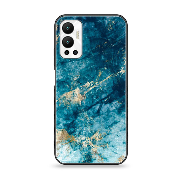 Infinix Hot 12 - Blue Marble Design 4 - Premium Printed Glass soft Bumper shock Proof Case CS-20546