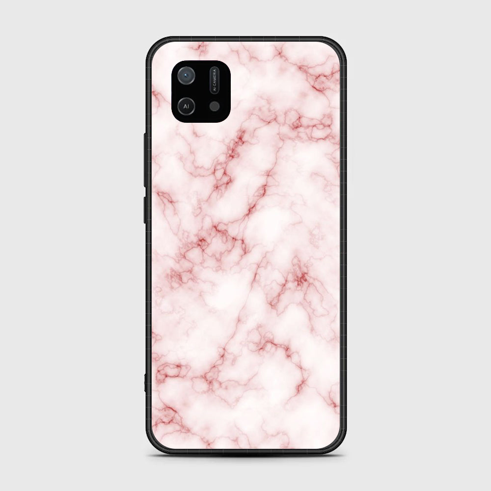 OPPO A16e Pink Marble Series  Premium Printed Glass soft Bumper shock Proof Case